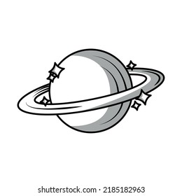 space saturn planet icon isolated