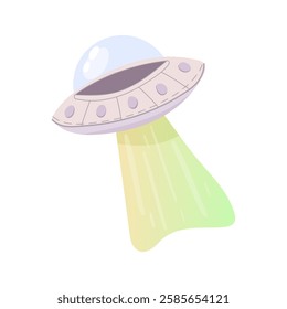 Space saucer alien, unidentified flying object. UFO Vector simple illustration