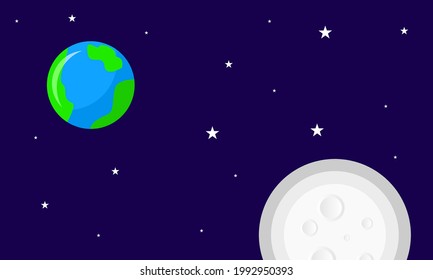 space scene background, beautiful moon and stars design suitable for posters.