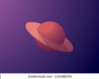 Space scene with planet with rings in modern vector illustration style. Futuristic universe background or wallpaper. Eps10 illustration.