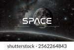 Space scene with stars and moon in the galaxy. Space  Panorama. Universe filled with stars, nebula and galaxy vector illustration.