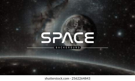 Space scene with stars and moon in the galaxy. Space  Panorama. Universe filled with stars, nebula and galaxy vector illustration.