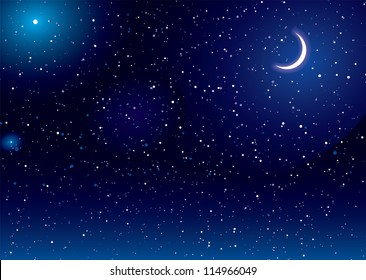 Space scene with stars and moon ideal desktop background