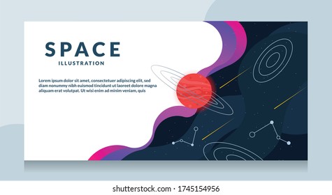 Space scenery background design. planet shapes composition. Futuristic design posters, background, web design and social media post template. Vector eps 10