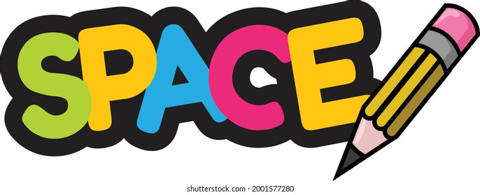 Space School Kids Text Banner Vector Design
