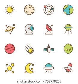 Space Science & Astrology Solid Vector Icons