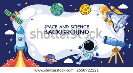 Space and science cartoon element template vector background