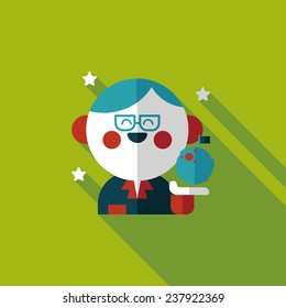 Space scientists flat icon with long shadow,eps10