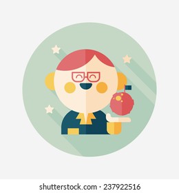 Space scientists flat icon with long shadow,eps10