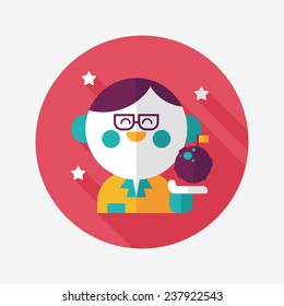 Space scientists flat icon with long shadow,eps10