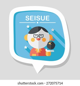 Space scientists flat icon with long shadow,eps10