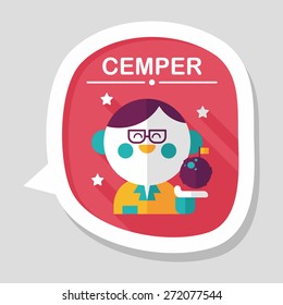 Space scientists flat icon with long shadow,eps10