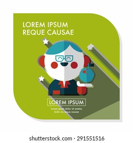 Space scientists flat icon with long shadow,eps10