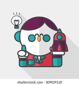 Space scientists flat icon with long shadow,eps10