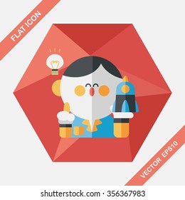 Space scientists flat icon with long shadow,eps10