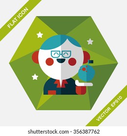 Space scientists flat icon with long shadow,eps10
