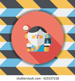 Space scientists flat icon with long shadow,eps10