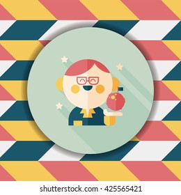Space scientists flat icon with long shadow,eps10