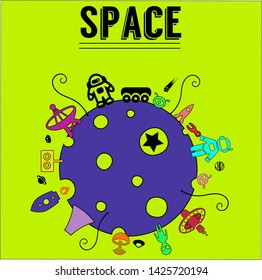 The space : Sci-fi cartoon
