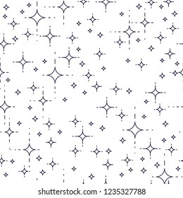 Space seamless background with stars, undiscovered galaxy cosmic fantastic and interesting textile fabric for children, endless tiling pattern, vector illustration.
