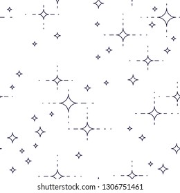 Space seamless background with stars, undiscovered galaxy cosmic fantastic and interesting textile fabric for children, endless tiling pattern, vector illustration.