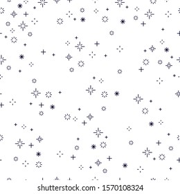 Space seamless background with stars, undiscovered galaxy cosmic fantastic and interesting textile fabric for children, endless tiling pattern, vector illustration.
