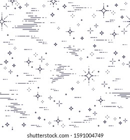 Space seamless background with stars, undiscovered galaxy cosmic fantastic and interesting textile fabric for children, endless tiling pattern, vector illustration.