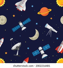 Space seamless pattern background vector illustration
