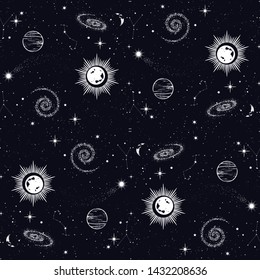 Space Seamless Pattern Beautiful Galaxy Stars Stock Vector (Royalty ...