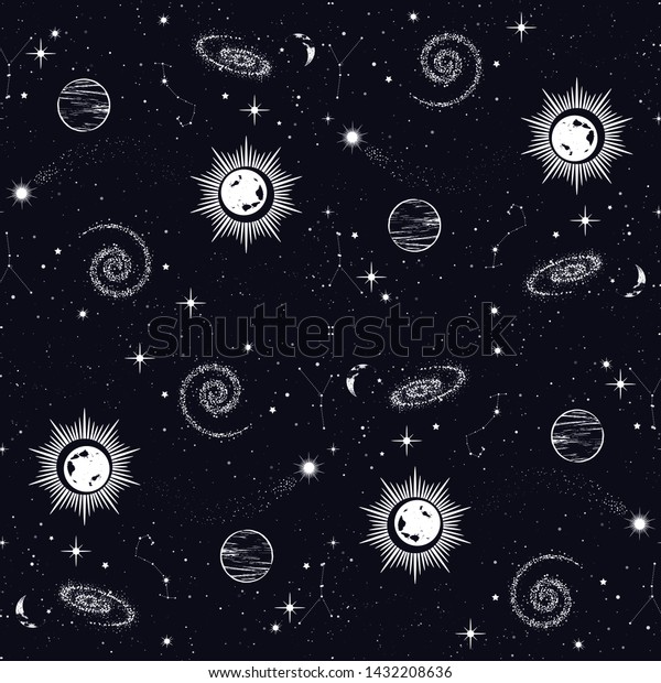 Space Seamless Pattern Beautiful Galaxy Stars Stock Vector (Royalty ...