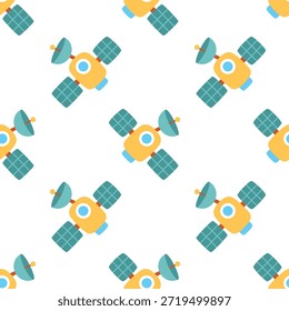 espaço padrão sem emenda com satélite de desenho animado, texturas infinitas para o seu design