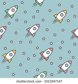 Space. Seamless pattern. Color. Vector. EPS8