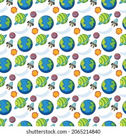 Space Seamless Pattern Design. Vector Illustration.
