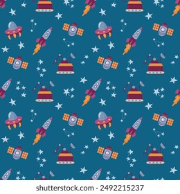 Space Seamless Pattern. Infinite textures for your design	