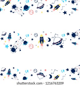 Space seamless pattern print design. Vector illustration design for fashion fabrics, textile graphics, prints.