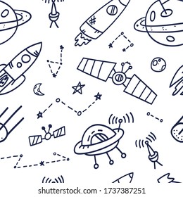 Space seamless pattern print design. Doodle Vector illustration design for fashion fabrics, textile graphics, prints.