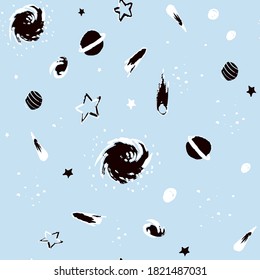 Space seamless pattern print design. Vector illustration design for fashion fabrics, textile graphics, prints.	