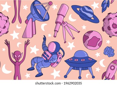 Space seamless pattern print design. Vector illustration design for fashion fabrics, textile graphics, prints.