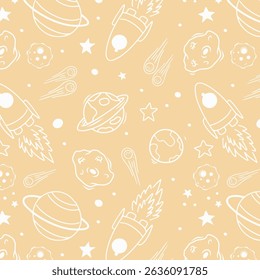 Space seamless pattern print design. Vector illustration design for fashion fabrics, textile graphics, prints.
