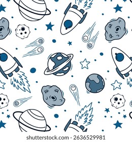 Space seamless pattern print design. Vector illustration design for fashion fabrics, textile graphics, prints.
