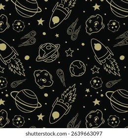 Space seamless pattern print design. Vector illustration design for fashion fabrics, textile graphics, prints.
