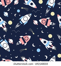 Space seamless pattern print design. Vector illustration design for fashion fabrics, textile graphics, prints.	