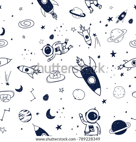 Space seamless pattern print design. Vector illustration design for fashion fabrics, textile graphics, prints.