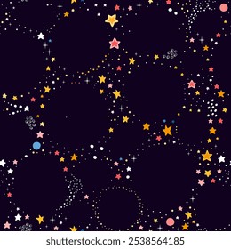 Space seamless pattern with stars in dark  sky