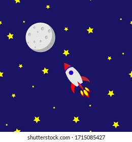 Space Seamless Pattern. Suitable for pattern kids tshirt or pajama. Suitable children's playground wall
