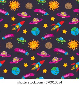 Space seamless Pattern vector