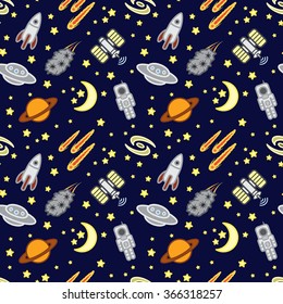 Space seamless pattern. Vector eps 10.