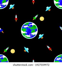 space, seamless pattern, vector illustration