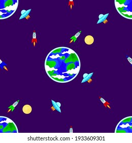 space, seamless pattern, vector illustration