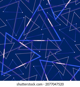 Space seamless patterns of triangles. Geometrical repeat background. Wallpaper, wrapping paper, textile. Vector illustration